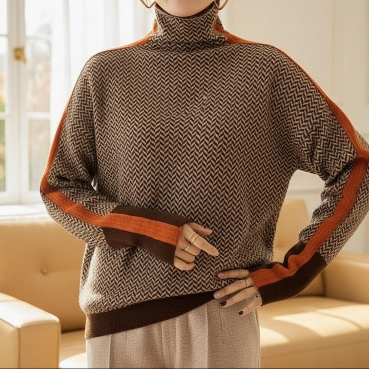 June | Eleanor | Herringbone Luxe Turtleneck