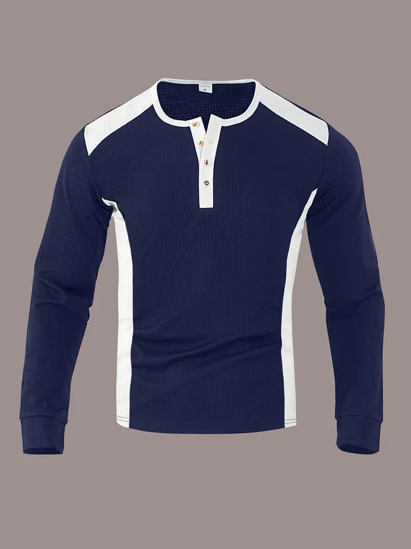 Kyran - Waffle Long Sleeve Henley Shirt