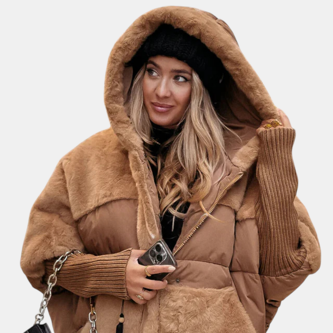 Jacqueline | Oversized Hooded Patchwork Puffer Jacket