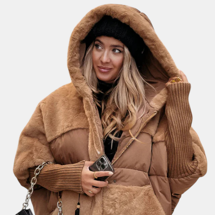 Jacqueline | Oversized Hooded Patchwork Puffer Jacket