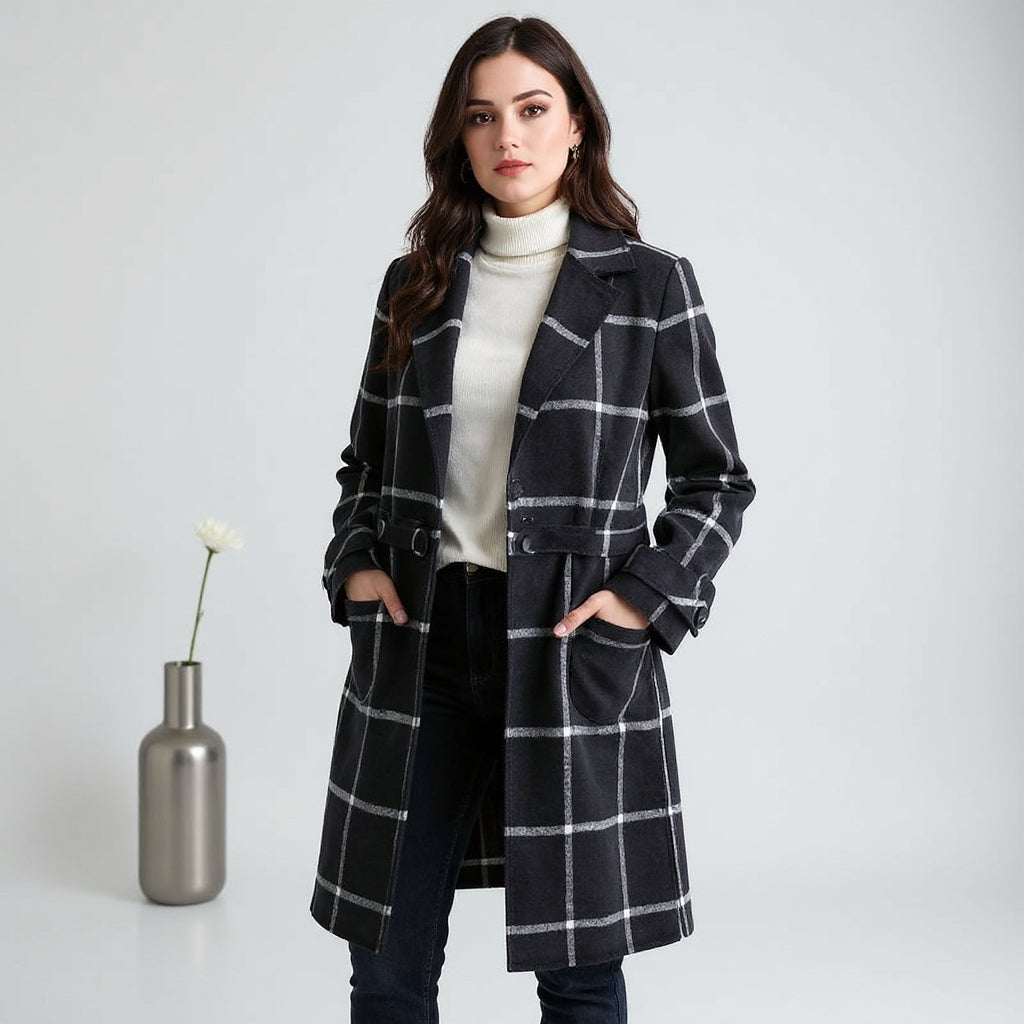 Lorraine | Retro Lapel Plaid Tweed Coat