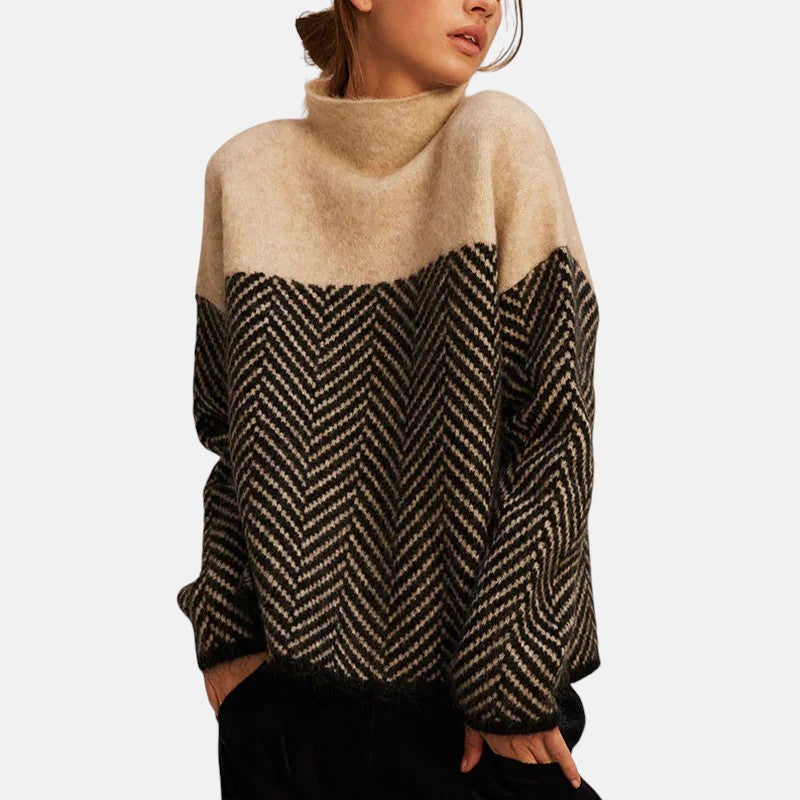 Eva Sweater – Stylish Herringbone Pattern Design