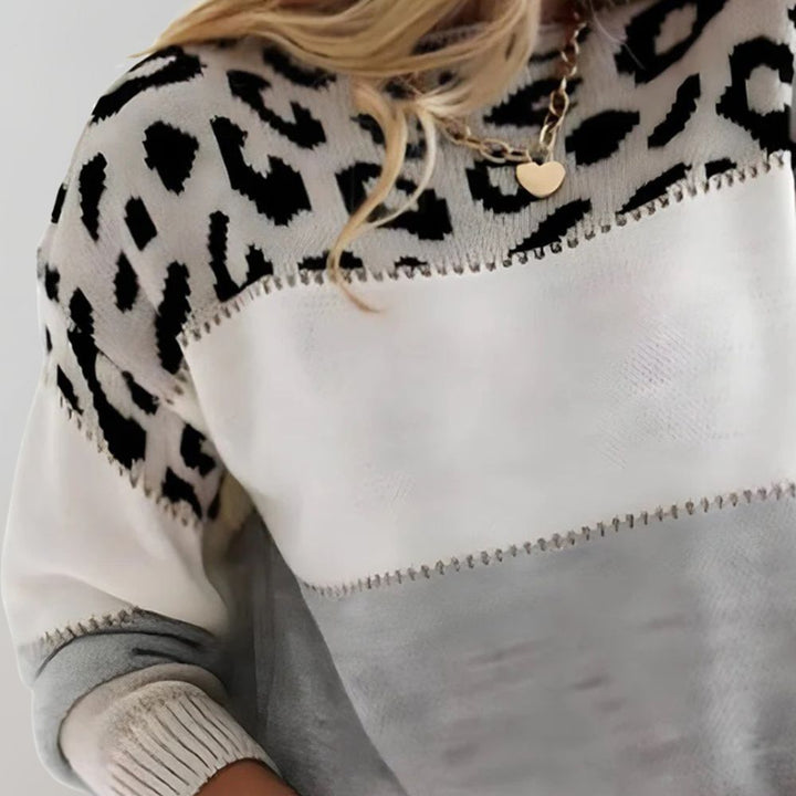 June | Diane | Leopard Accent Knit Sweater