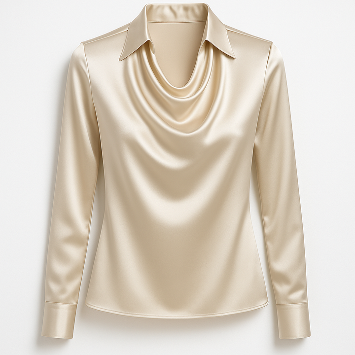 Ysa | Shiny Blouse with Pleated Neck