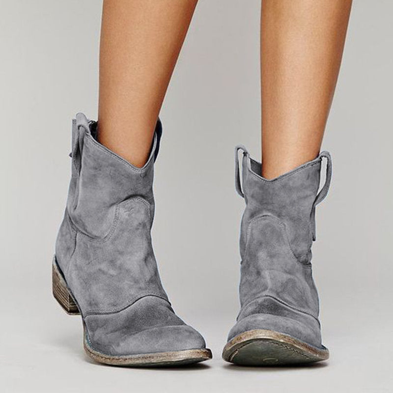 Faye | Suede Western Ankle Boots
