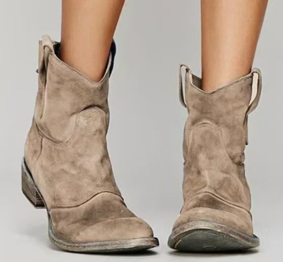 Faye | Suede Western Ankle Boots