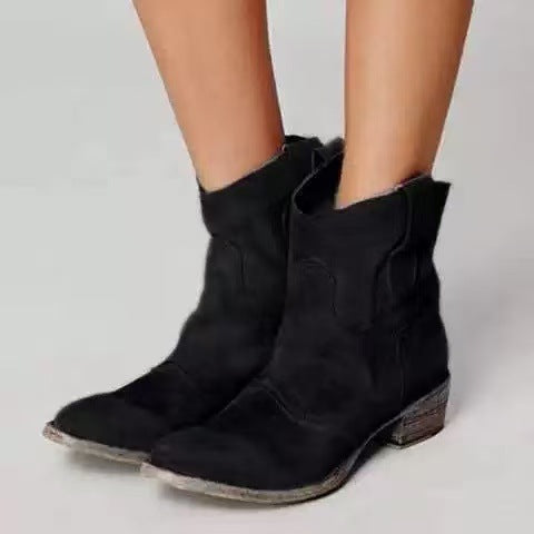Faye | Suede Western Ankle Boots