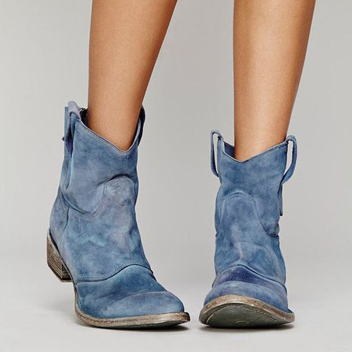 Faye | Suede Western Ankle Boots