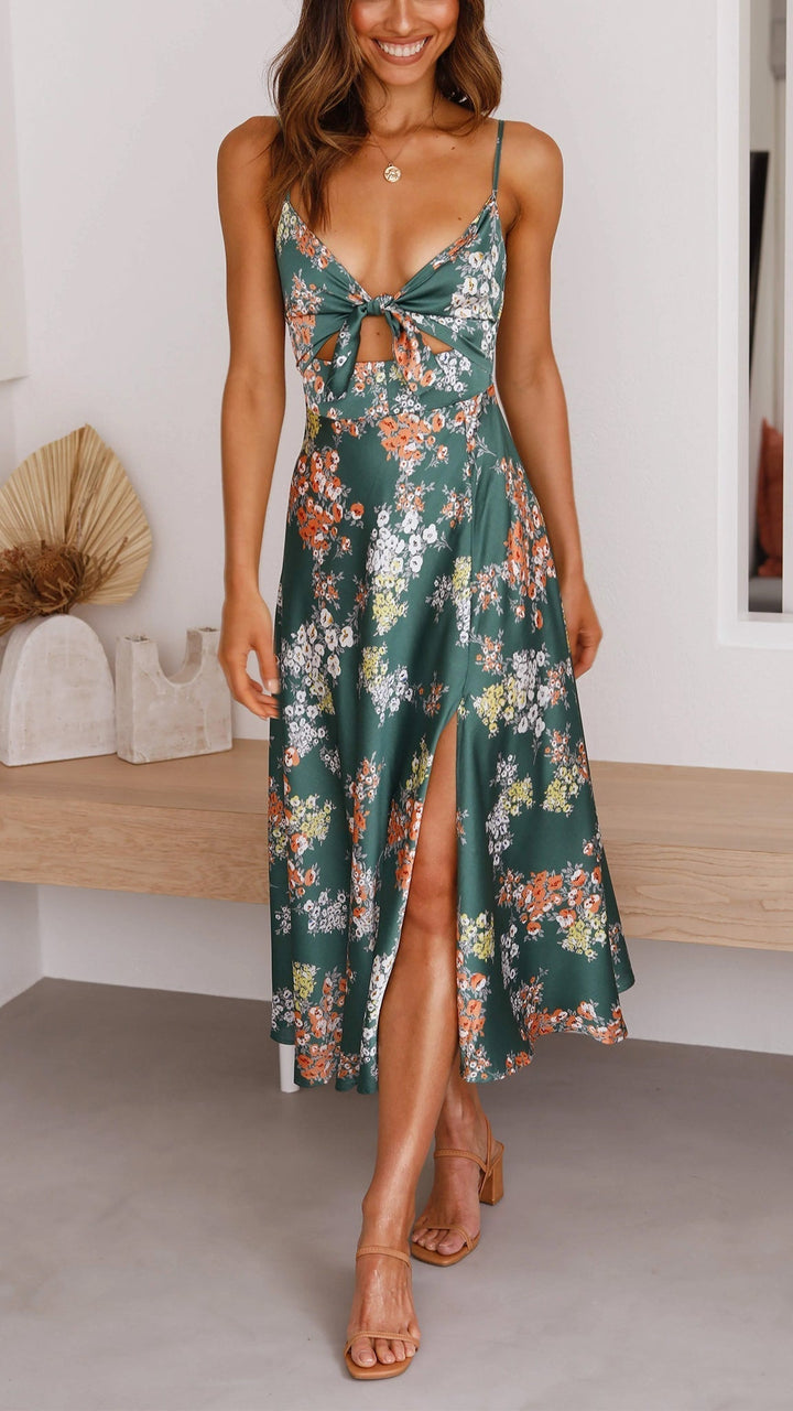 SATIN FLORAL DRESS