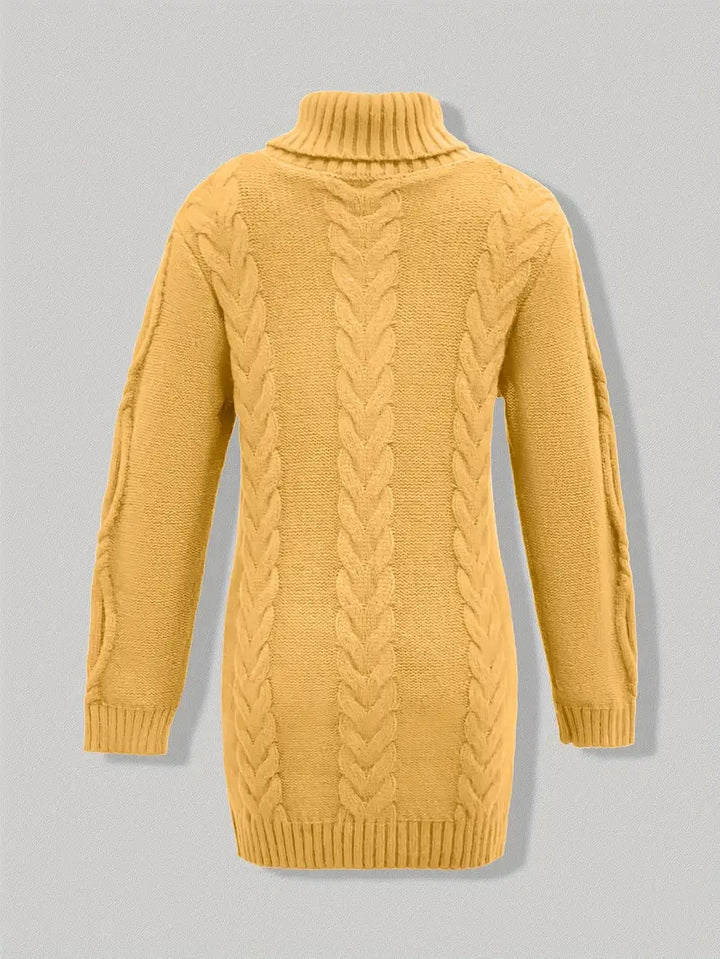 Narda - Chunky Cable Knitted Turtleneck Dress