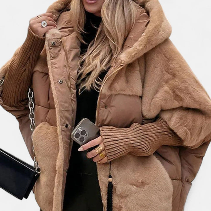 Jacqueline | Oversized Hooded Patchwork Puffer Jacket